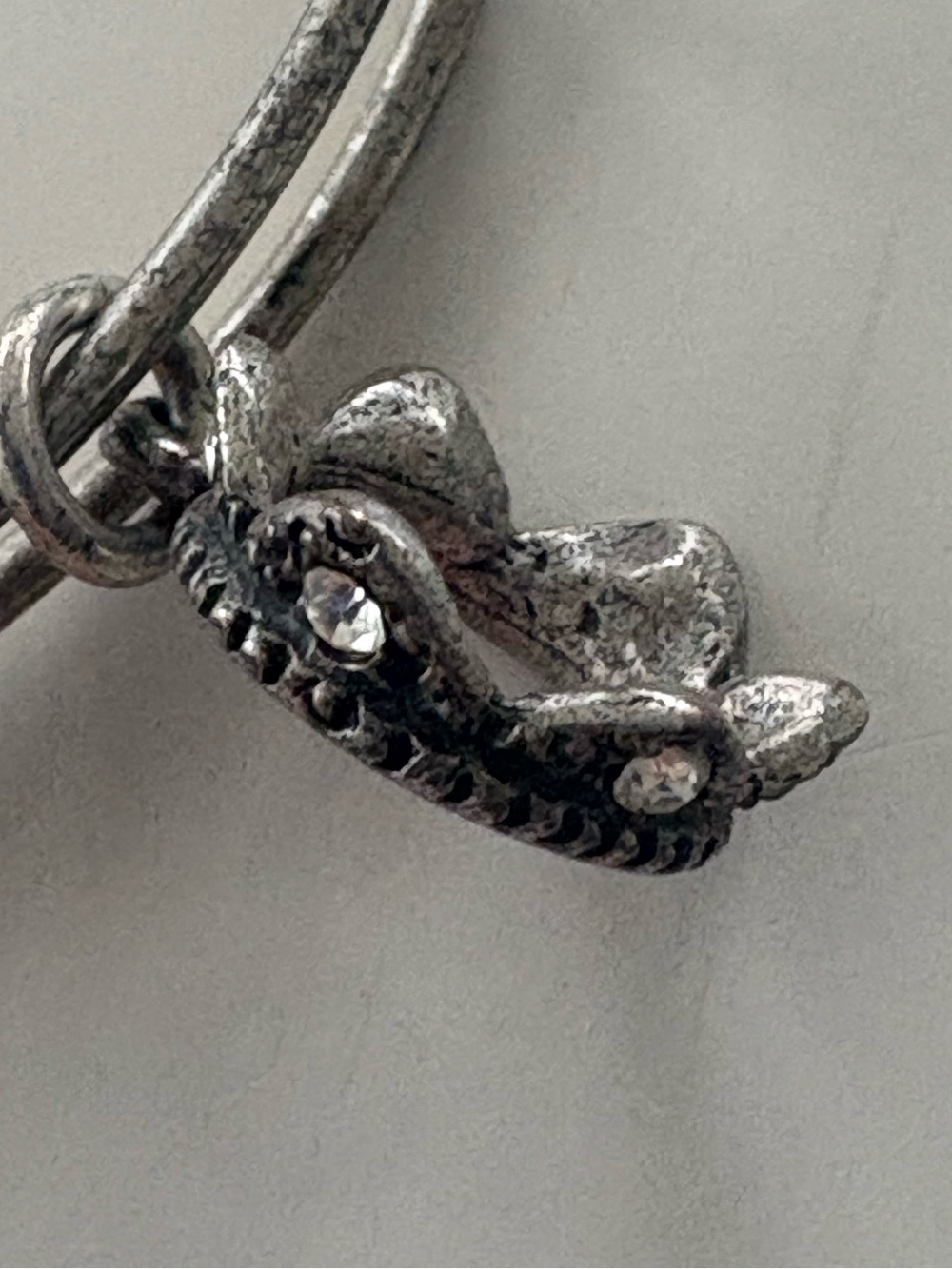 Alex and Ani Silvertone Crown Bracelet with Crystals
